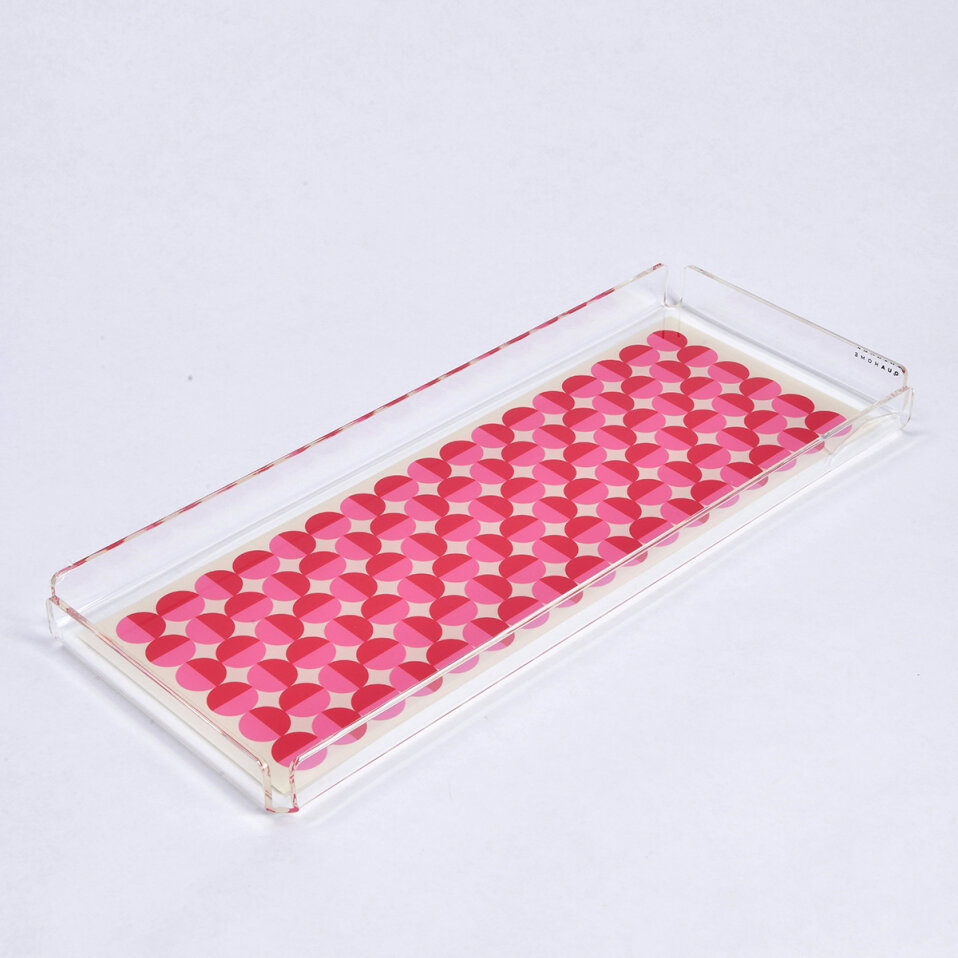 Vals Pleksi Renkli Pembe Tepsi 40x17 cm