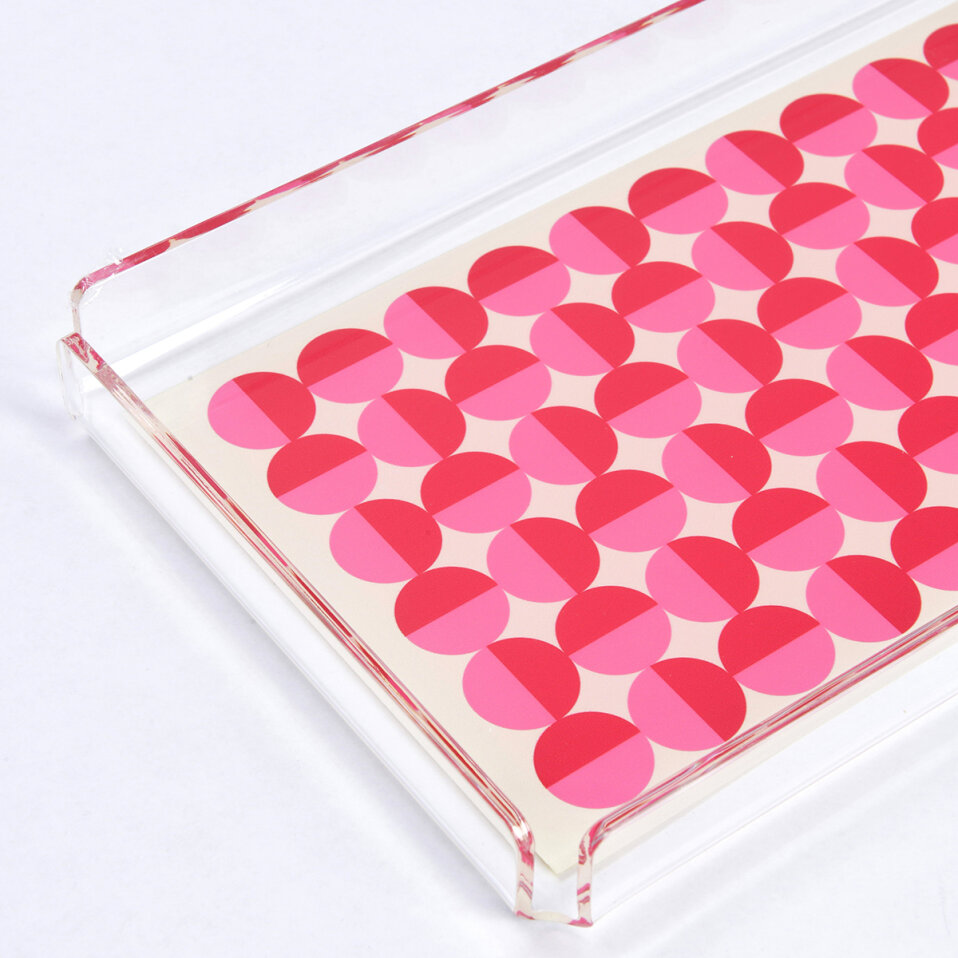 Vals Pleksi Renkli Pembe Tepsi 40x17 cm - 2