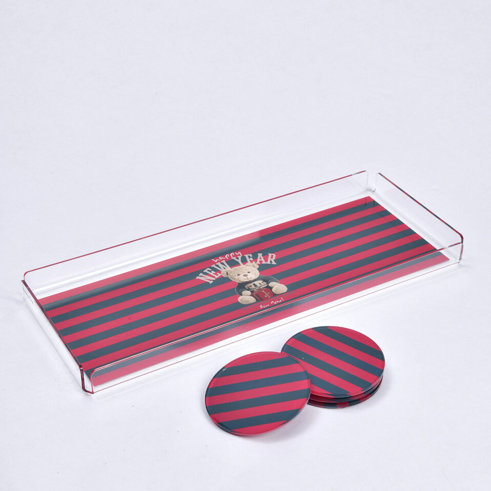 Velora Yılbaşı Bardak Altlığı Yuvarlak 4' Lü - 4