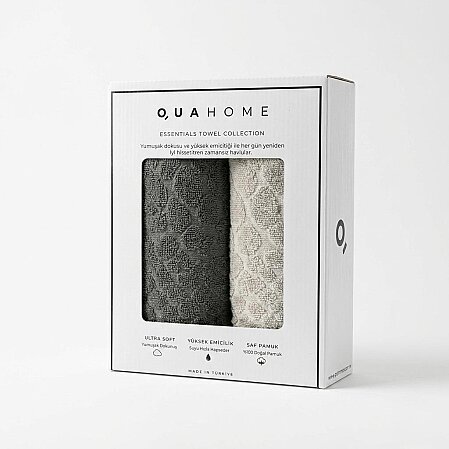 Velune %100 Pamuk 2'li Yüz Havlusu Antrasit Gri Kutu 50x80 Cm - Qua Home