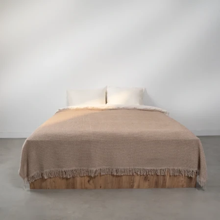 Curly Çift Kişilik Battaniye Bej Kahve 200x220 cm 