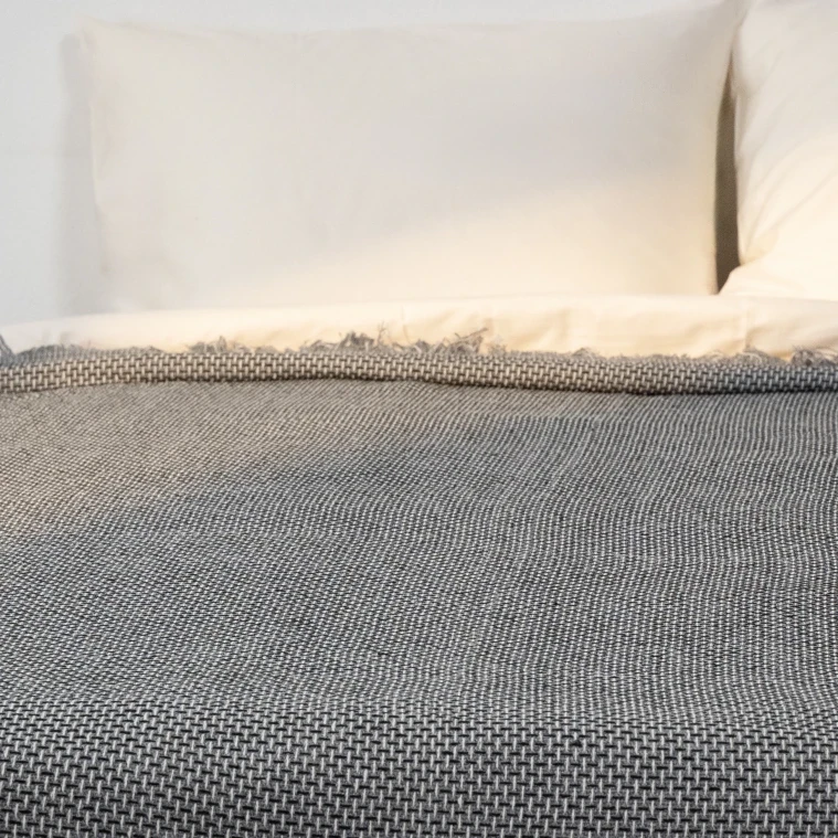 Curly Çift Kişilik Battaniye Siyah Gri 200x220 cm - 4