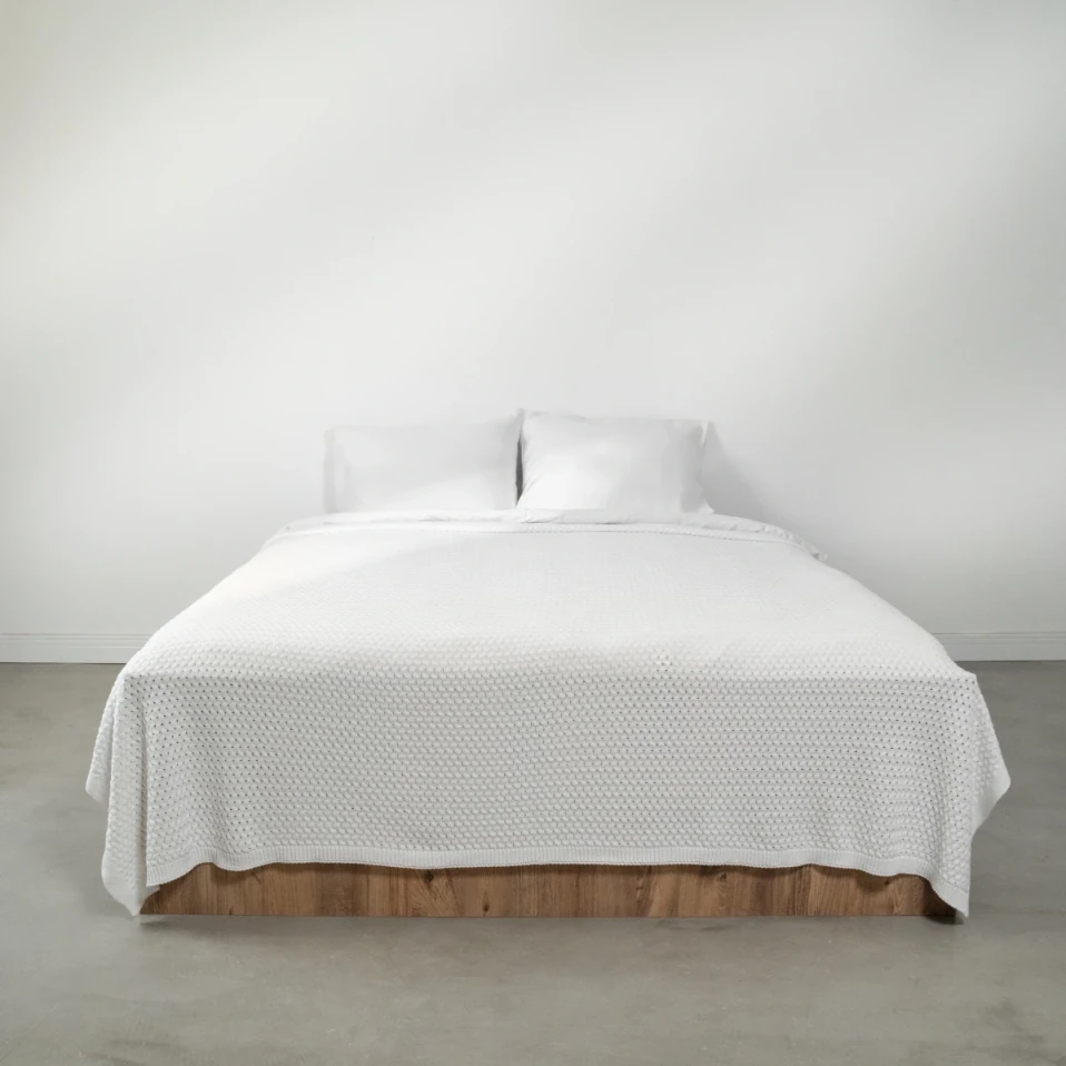 Novah Triko Çift Kişilik Battaniye Beyaz 200x220 cm - Qua Home