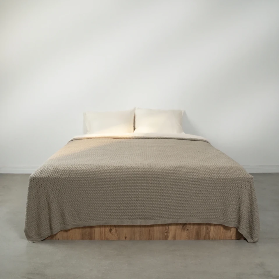 Novah Triko Çift Kişilik Battaniye Vizon 200x220 cm - Qua Home