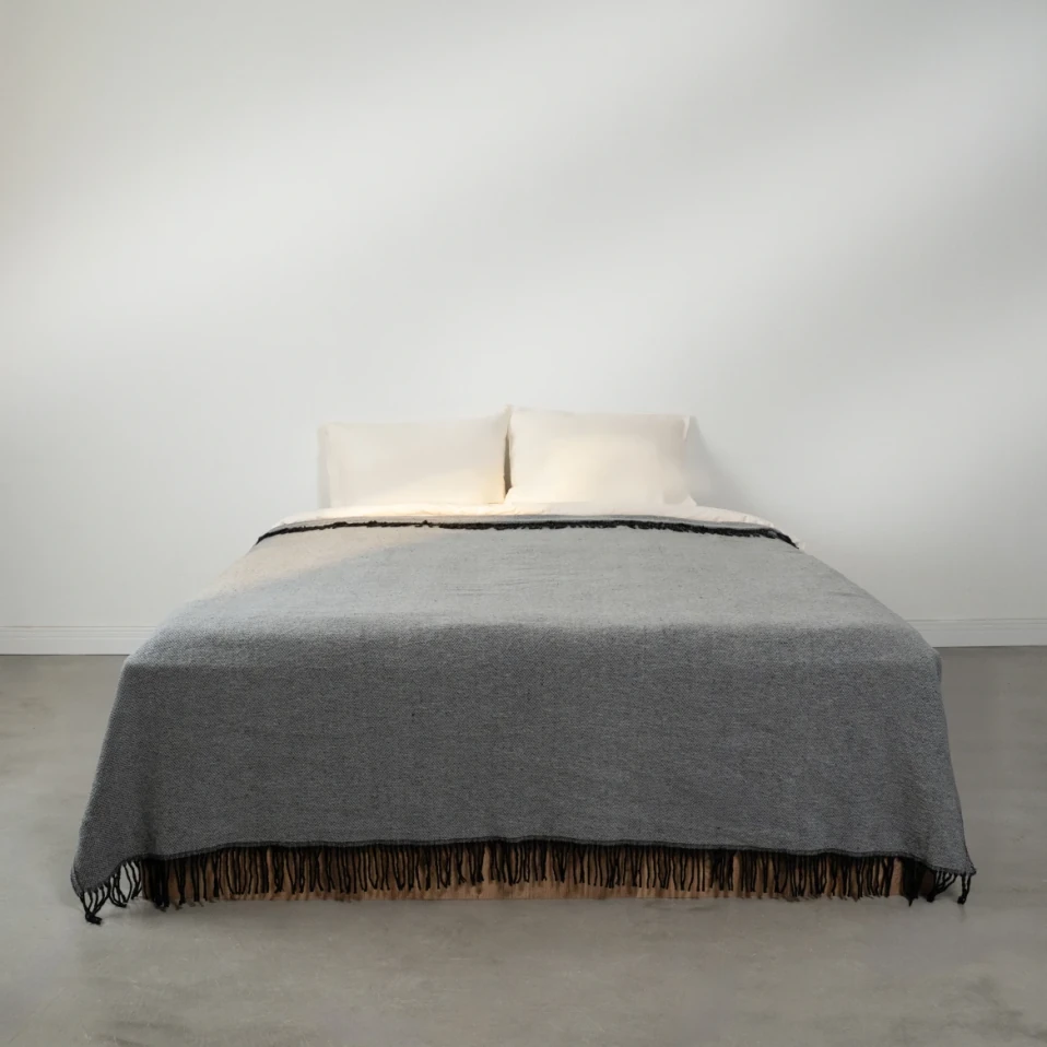 Shear Çift Kişilik Battaniye Gri 200x220 cm - Qua Home