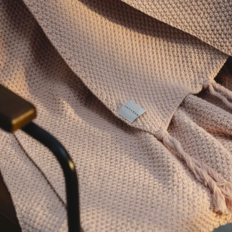 Laurel Püsküllü Triko Tv Battaniyesi Pembe 130*150 cm - 5