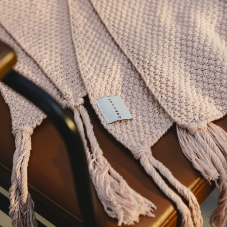 Laurel Püsküllü Triko Tv Battaniyesi Pembe 130*150 cm - 2