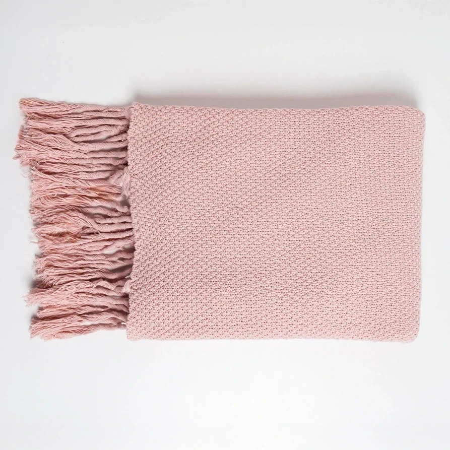 Laurel Püsküllü Triko Tv Battaniyesi Pembe 130*150 cm - 3