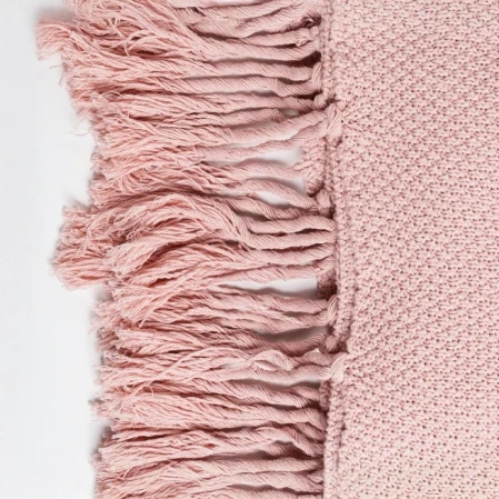 Laurel Püsküllü Triko Tv Battaniyesi Pembe 130*150 cm - 4