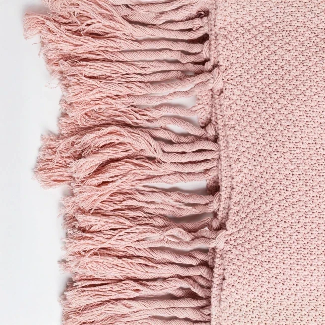 Laurel Püsküllü Triko Tv Battaniyesi Pembe 130*150 cm - 4