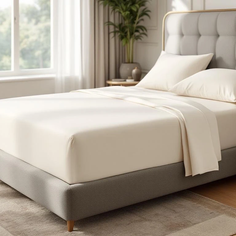 Odin 300 TC Pamuk Saten Çift Kişilik Çarşaf Ekru - Qua Home