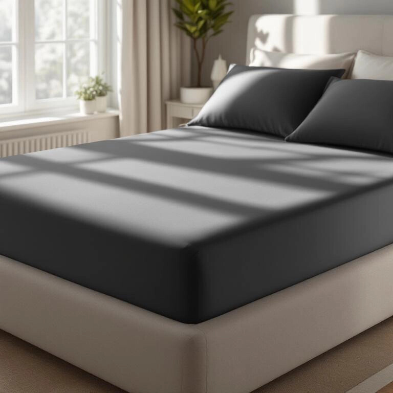 Odin 300 TC Pamuk Saten King Size Çarşaf Antrasit - Qua Home