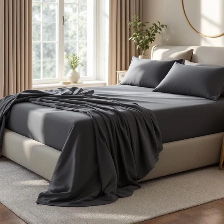 Odin 300 TC Pamuk Saten King Size Çarşaf Antrasit - 2