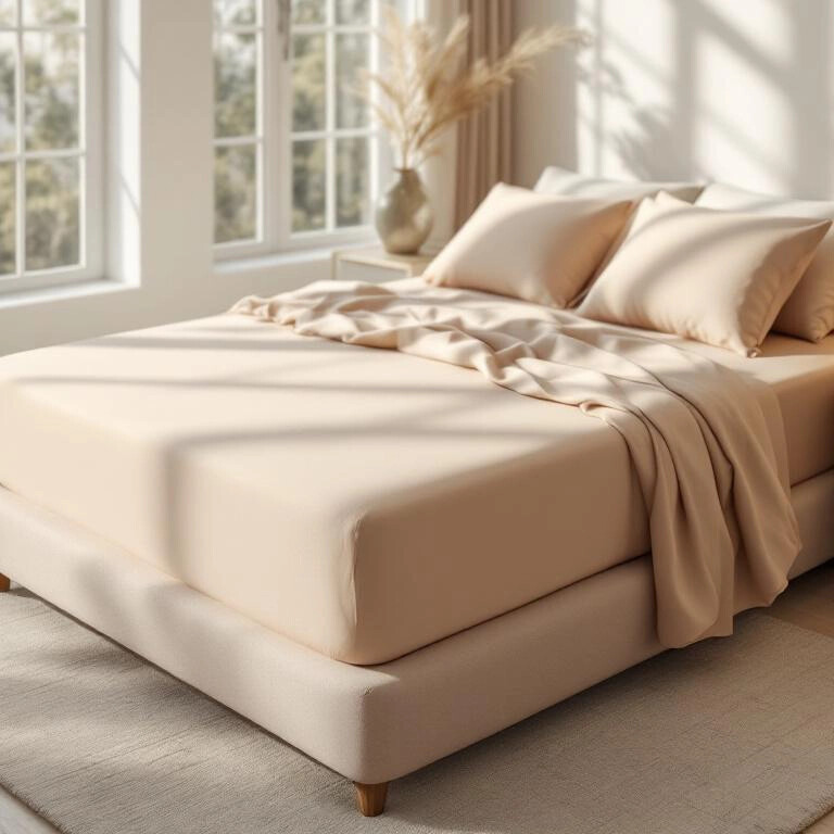 Soho 200 TC Pamuk Perkal King Size Çarşaf Bej - Qua Home