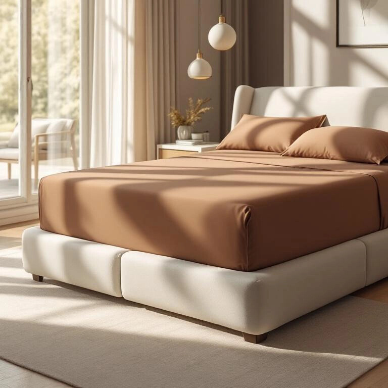 Soho 200 TC Pamuk Perkal King Size Çarşaf Kahverengi - Qua Home