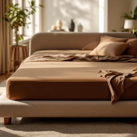 Soho 200 TC Pamuk Perkal King Size Lastikli Çarşaf Kahverengi - 2