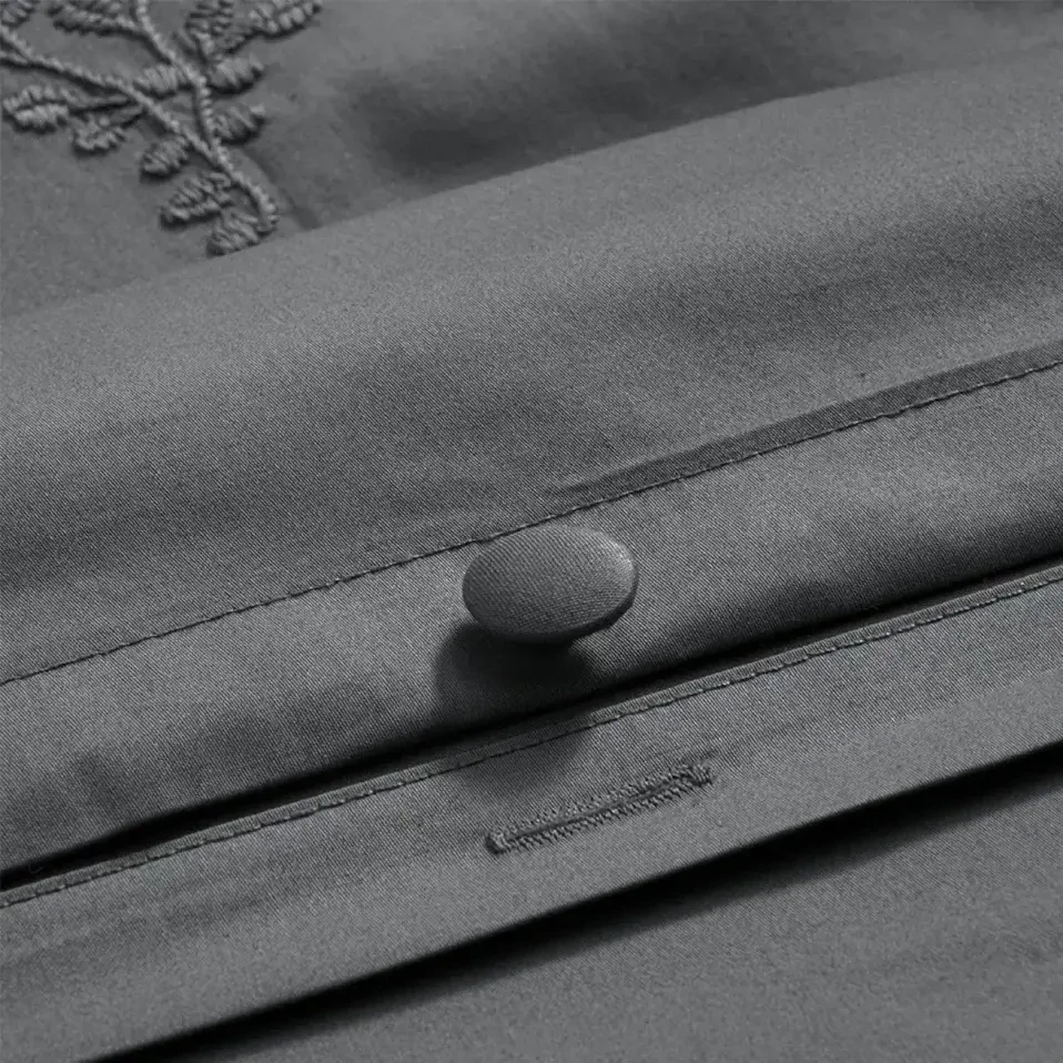 Carmen 300 Tc Pamuk Saten Nakışlı Çift Kişilik Nevresim Seti Gri - 3