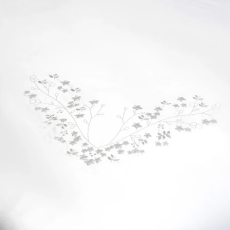 Milo 300 Tc Pamuk Saten Nakışlı ve Ajurlu Çift Kişilik Nevresim Seti Beyaz Gri - 4