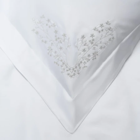 Milo 300 Tc Pamuk Saten Nakışlı ve Ajurlu Çift Kişilik Nevresim Seti Beyaz Gri - 5