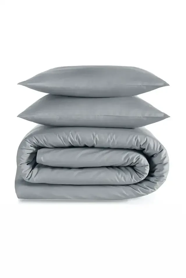 Soho 200 TC Pamuk Perkal Çift Kişilik Nevresim Seti Gri - 5