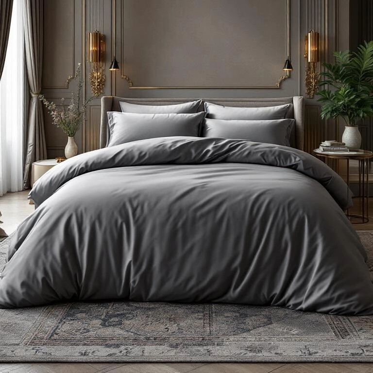 Odin 300 TC Pamuk Saten Çift Kişilik Nevresim Antrasit - 1