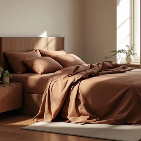 Soho 200 TC Pamuk Perkal Çift Kişilik Nevresim Kahverengi - 3