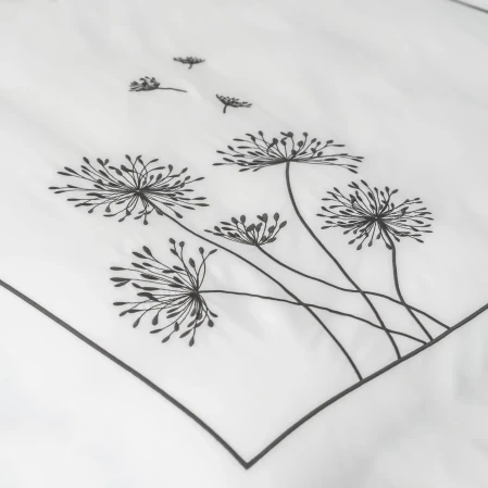 Gloria 300 Tc Pamuk Saten Nakışlı King Size Nevresim Seti Beyaz Antrasit - 4