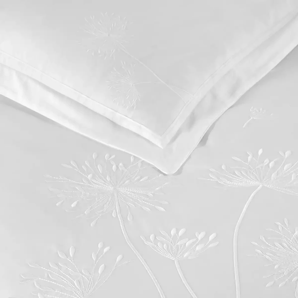 Gloria 300 Tc Pamuk Saten Nakışlı King Size Nevresim Seti Beyaz Bej - 2