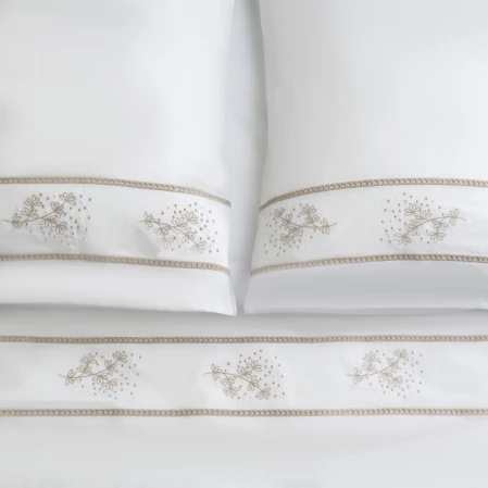 Grace 300 Tc Pamuk Perkal Nakışlı ve Ajurlu King Size Nevresim Seti Vizon - 4