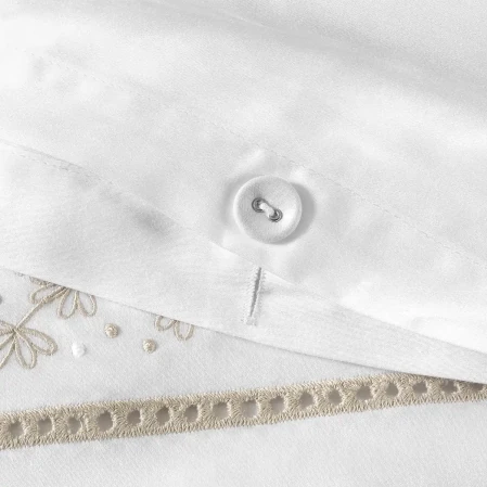 Grace 300 Tc Pamuk Perkal Nakışlı ve Ajurlu King Size Nevresim Seti Vizon - 3