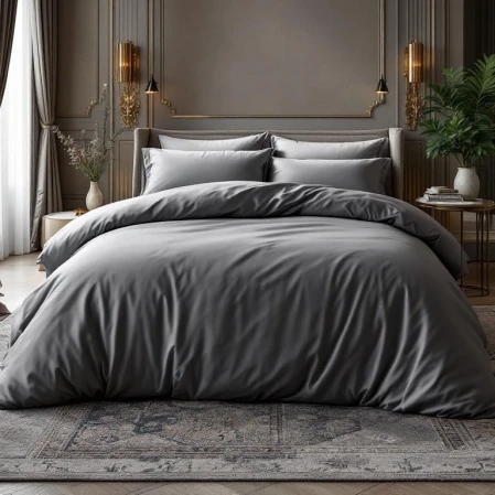 Odin 300 TC Pamuk Saten King Size Nevresim Seti Antrasit 