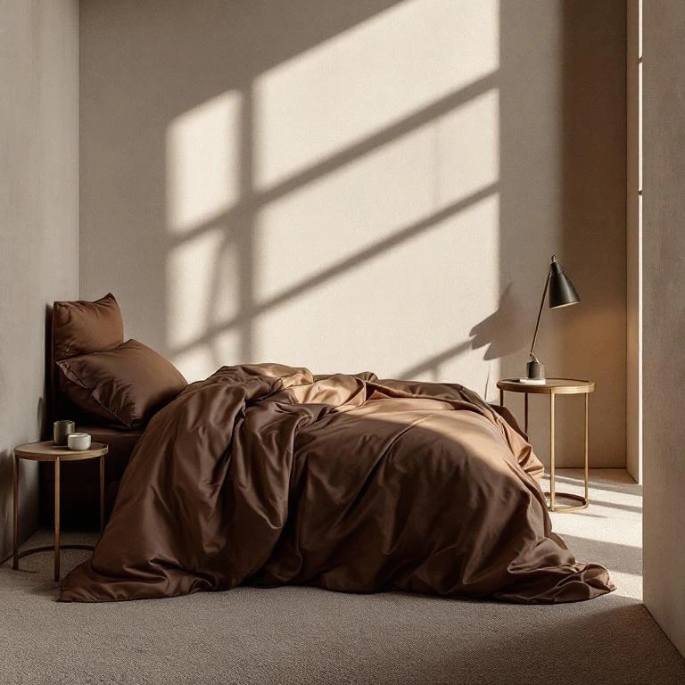 Soho 200 TC Pamuk Perkal Tek Kişilik Nevresim Seti Kahverengi - Qua Home