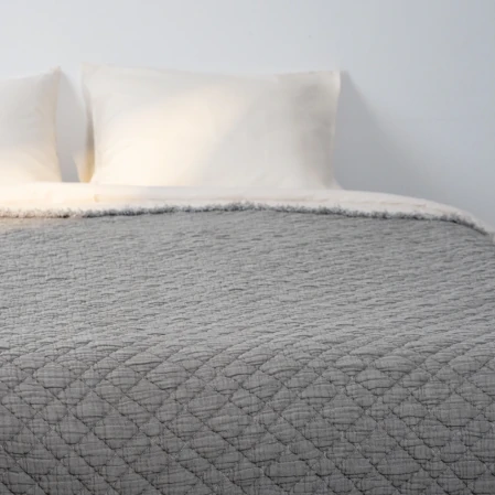 Jade Müslin Ekstra Dolgulu Çift Kişilik Yatak Örtüsü Antrasit 230x240 cm - 5