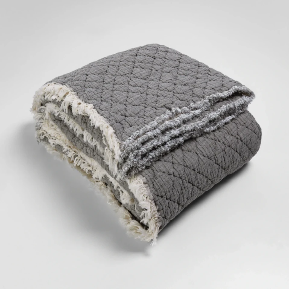 Jade Müslin Ekstra Dolgulu Çift Kişilik Yatak Örtüsü Antrasit 230x240 cm - 3