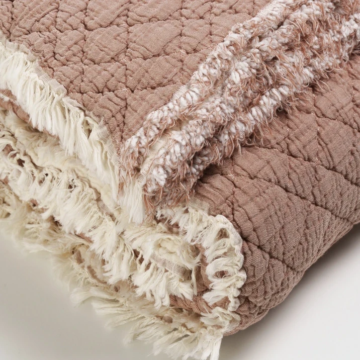 Jade Müslin Ekstra Dolgulu Çift Kişilik Yatak Örtüsü Kiremit 230x240 cm - 4