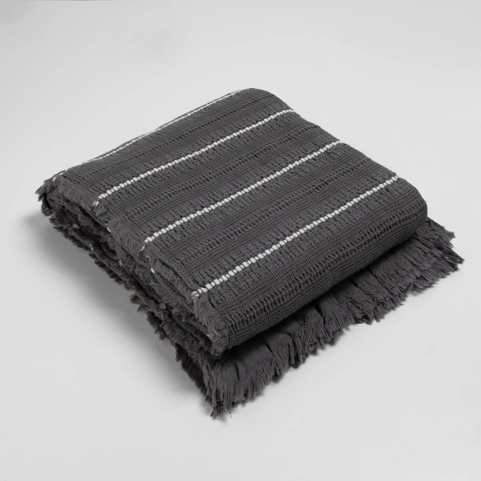 Marigold Pamuklu Çift Kişilik Yatak Örtüsü Antrasit 220*240 cm - 4