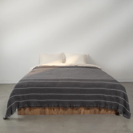 Marigold Pamuklu Çift Kişilik Yatak Örtüsü Antrasit 220*240 cm - 1