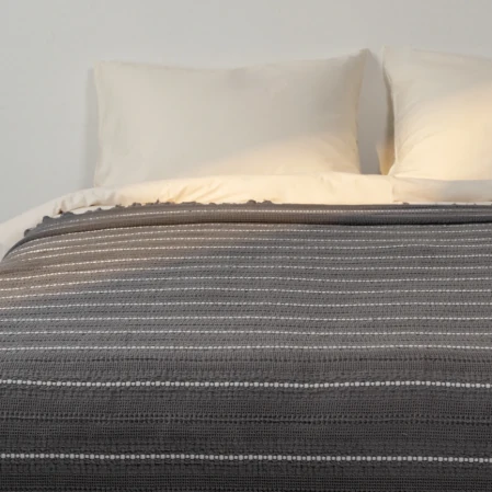 Marigold Pamuklu Çift Kişilik Yatak Örtüsü Antrasit 220*240 cm - 2