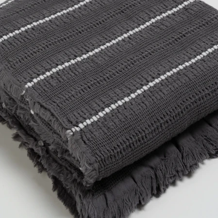 Marigold Pamuklu Çift Kişilik Yatak Örtüsü Antrasit 220*240 cm - 3