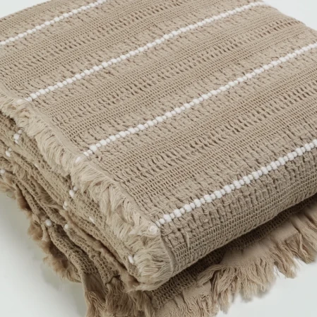 Marigold Pamuklu Çift Kişilik Yatak Örtüsü Bej 220*240 cm - 3