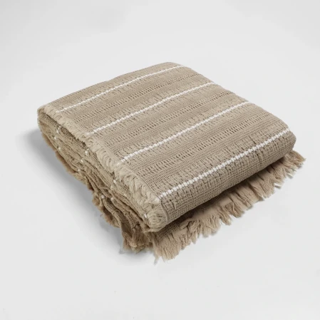 Marigold Pamuklu Çift Kişilik Yatak Örtüsü Bej 220*240 cm - 4