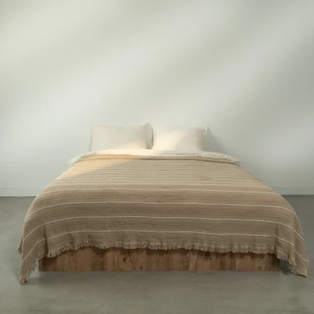 Marigold Pamuklu Çift Kişilik Yatak Örtüsü Bej 220*240 cm 