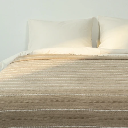 Marigold Pamuklu Çift Kişilik Yatak Örtüsü Bej 220*240 cm - 2