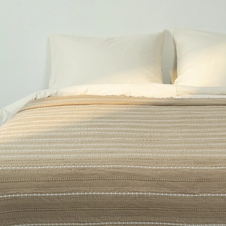 Marigold Pamuklu Çift Kişilik Yatak Örtüsü Bej 220*240 cm - 2