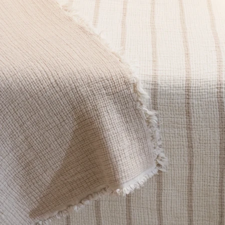 Ruby Dolgulu Müslin Çift Kişilik Yatak Örtüsü Ekru Bej 230x250 cm - 3