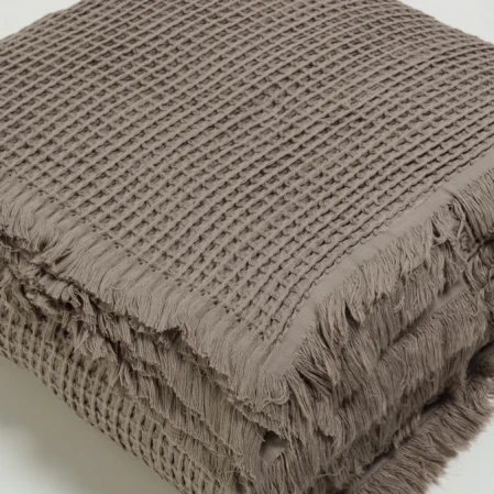 Terra Petek Dokulu Tek Kişilik Yatak Örtüsü Vizon 160x220 cm 