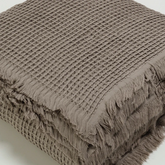 Terra Petek Dokulu Tek Kişilik Yatak Örtüsü Vizon 160x220 cm - Qua Home